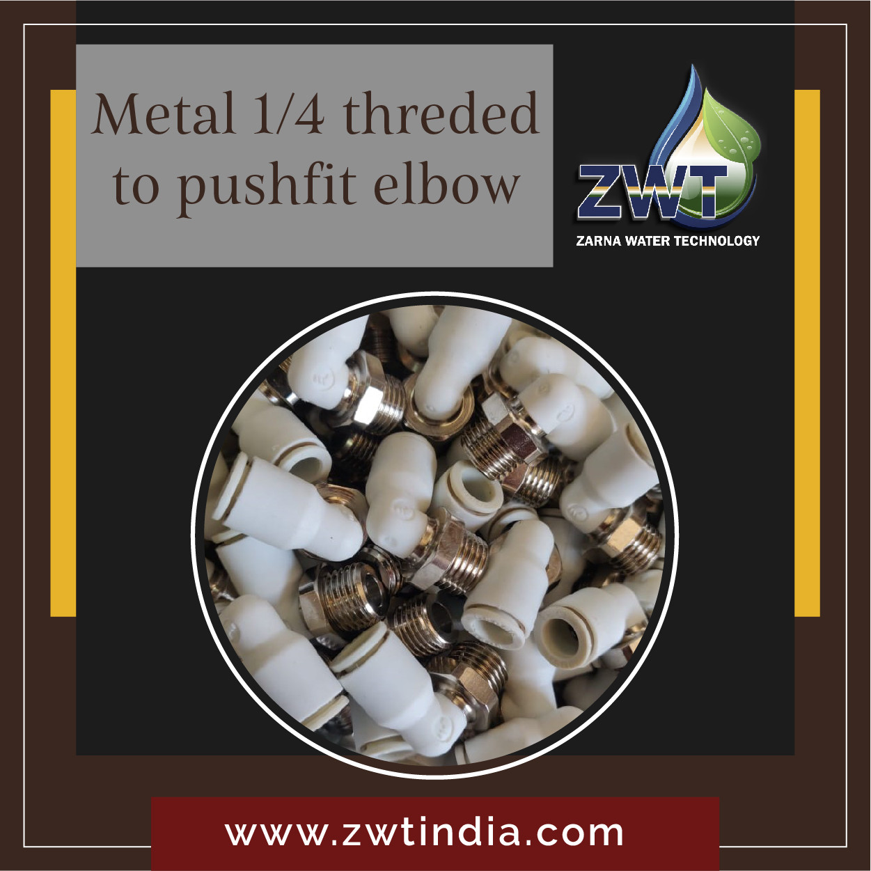 Metal 1/4 Threaded to Pushfit Elbow